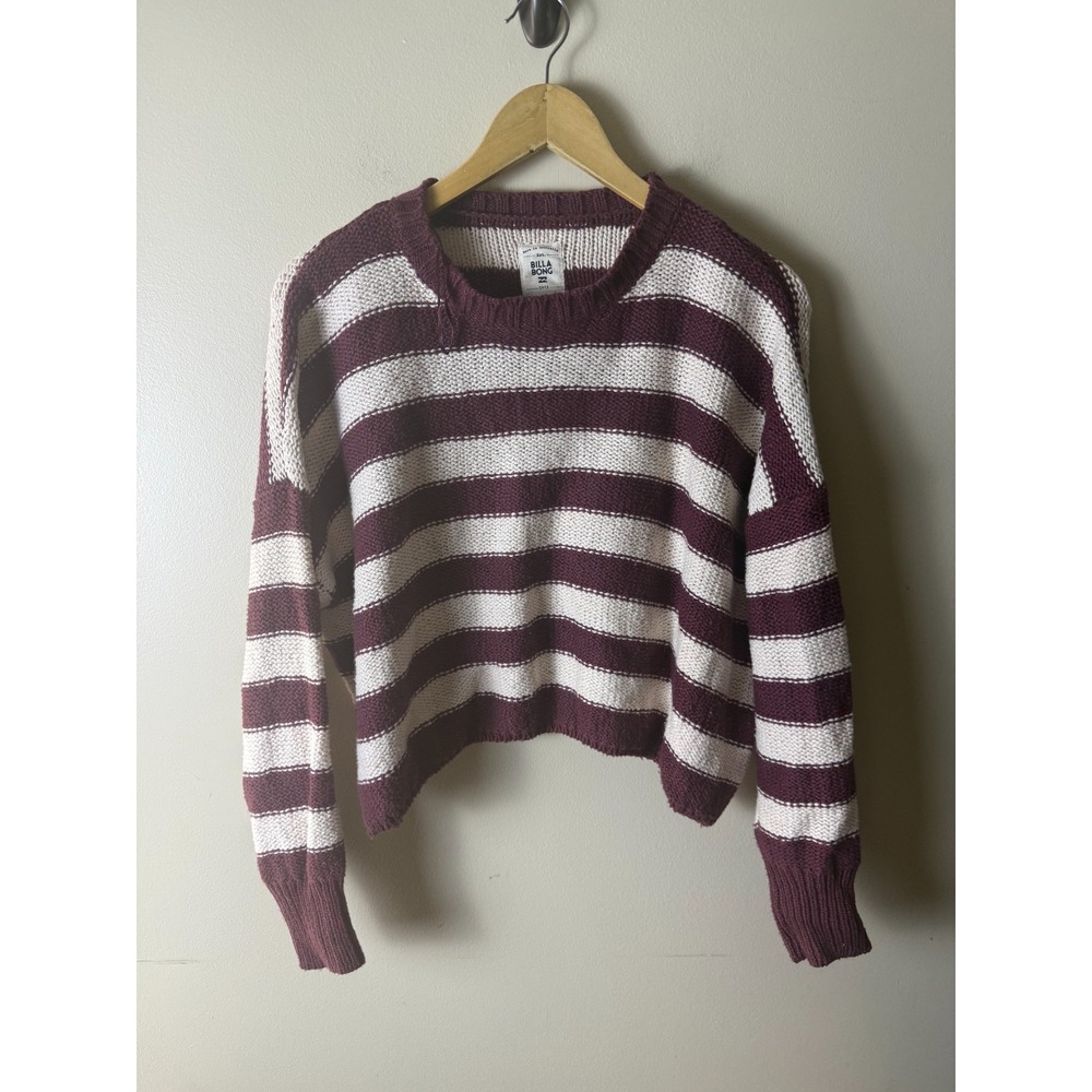Billabong Knit Pullover Sweater Crew Neck Womens M Purple Multicolor Knit